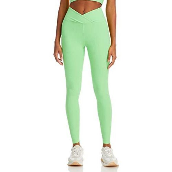 YEAR OF OURS Veronica Rib Leggings Summer Green LG 28 - Picture 1 of 1